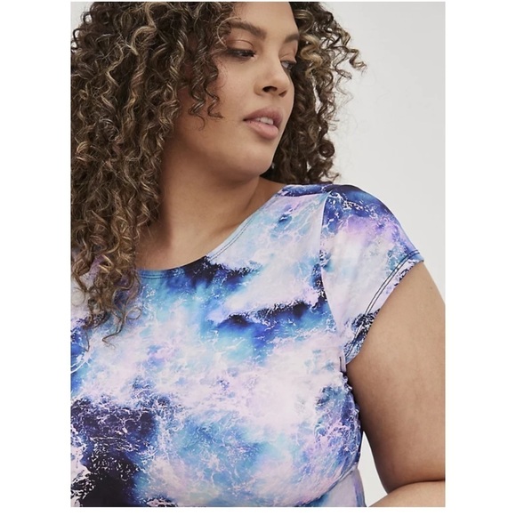 Torrid ACTIVE SWIM SCOOP BACK ONE-PIECE - OCEAN PRINT BLUE - Picture 4 of 11